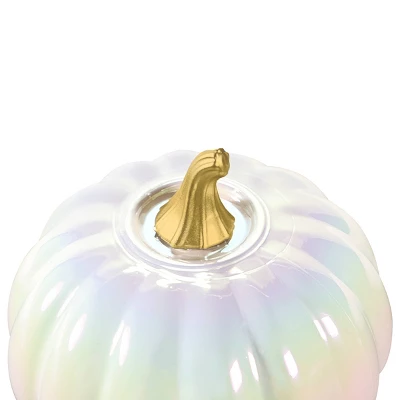 Glass Iridescent Pumpkins White - Bullseye's Playground™ 4 Glass Iridescent Pumpkins White - Bullseye's Playground™ - Image 2