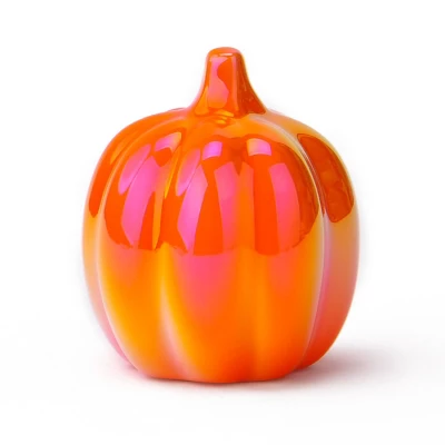 Tall Ceramic Iridescent Pumpkins Orange - Bullseye's Playground™ 5 Tall Ceramic Iridescent Pumpkins Orange - Bullseye's Playground™ - Image 3