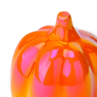 Tall Ceramic Iridescent Pumpkins Orange - Bullseye's Playground™ 4 Tall Ceramic Iridescent Pumpkins Orange - Bullseye's Playground™ - Image 2