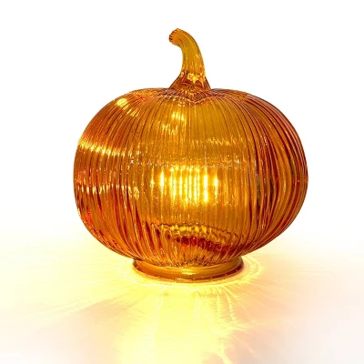 Glass LED Pumpkins Orange - Bullseye's Playground™ 4 Glass LED Pumpkins Orange - Bullseye's Playground™ - Image 2
